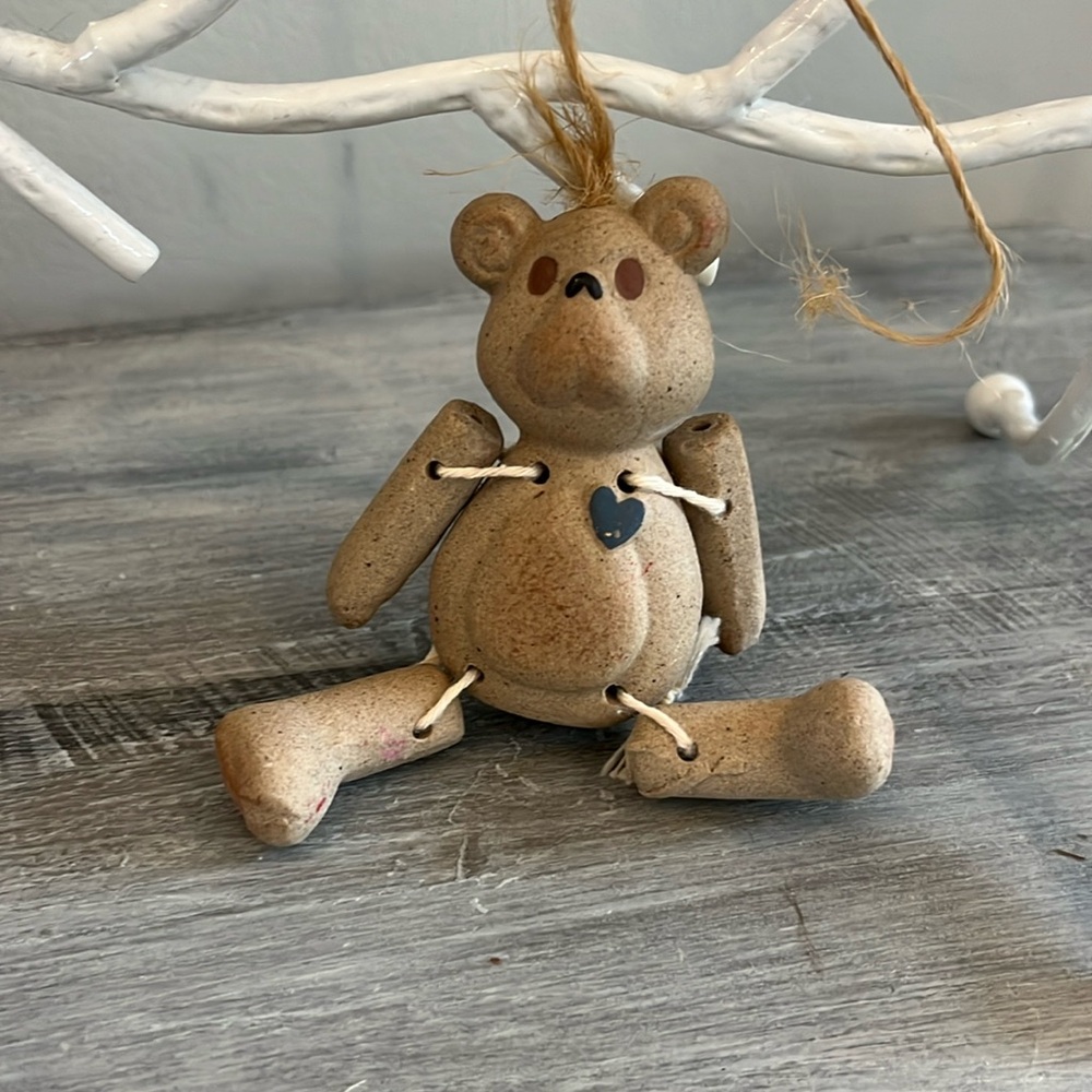 Bear Teddy Bear Clay Handcrafted Articulated Ornament Vintage